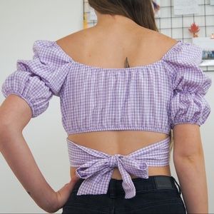 Purple tie crop